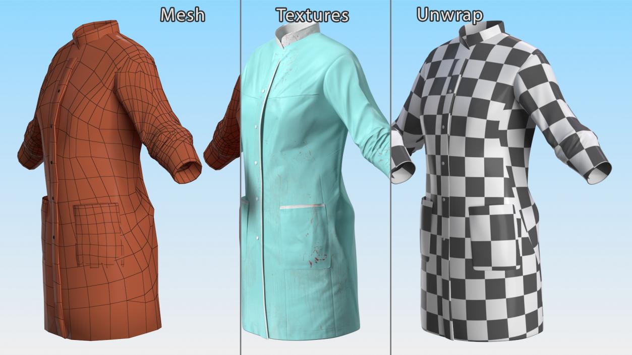 Female Doctor Coat Blood Stained 3D