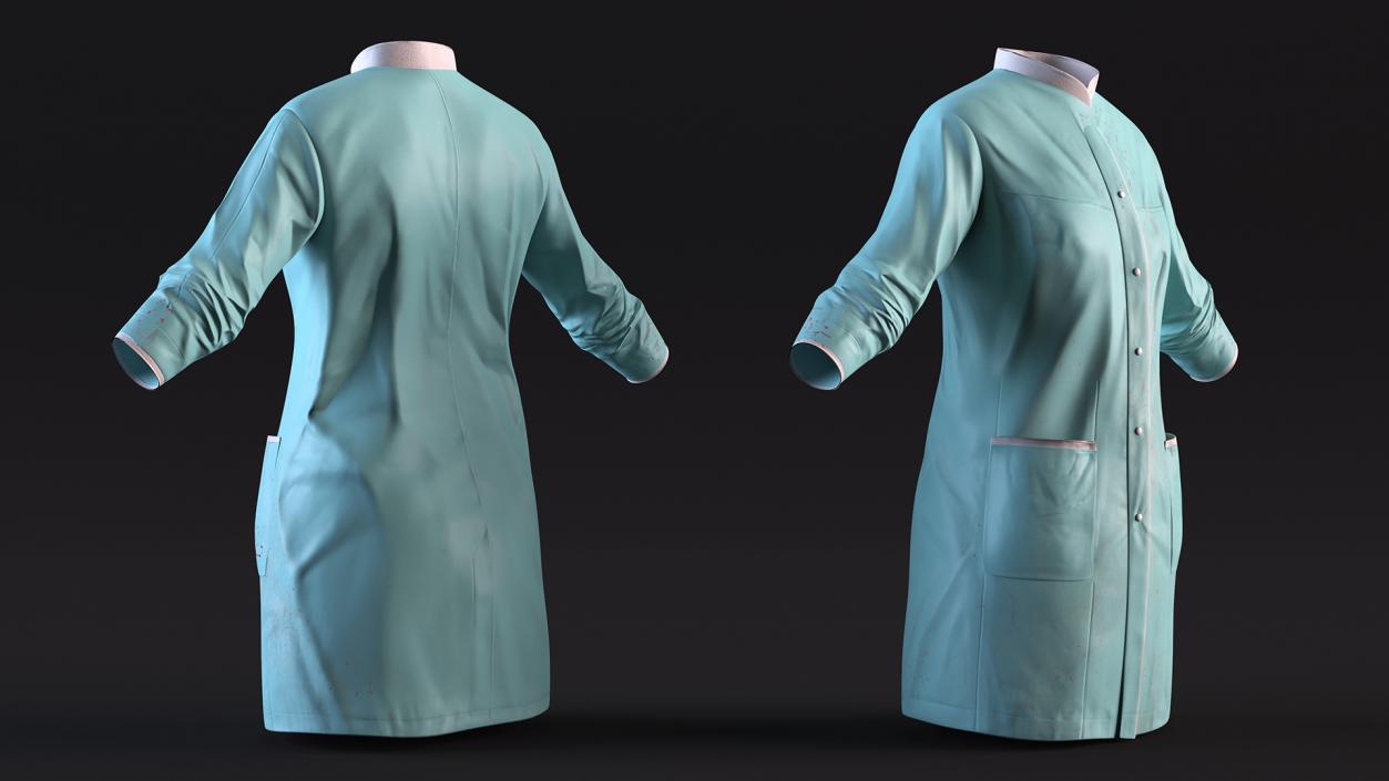 Female Doctor Coat Blood Stained 3D