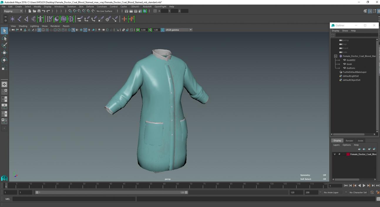 Female Doctor Coat Blood Stained 3D