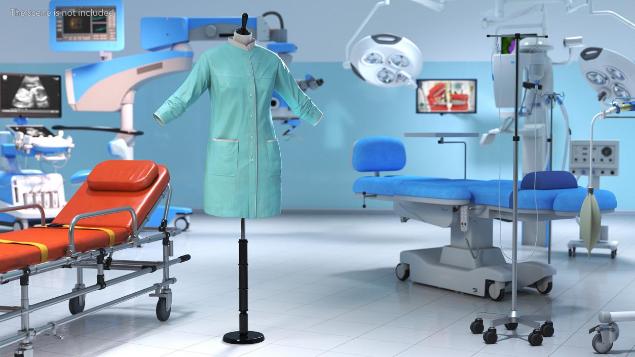 Female Doctor Coat Blood Stained 3D