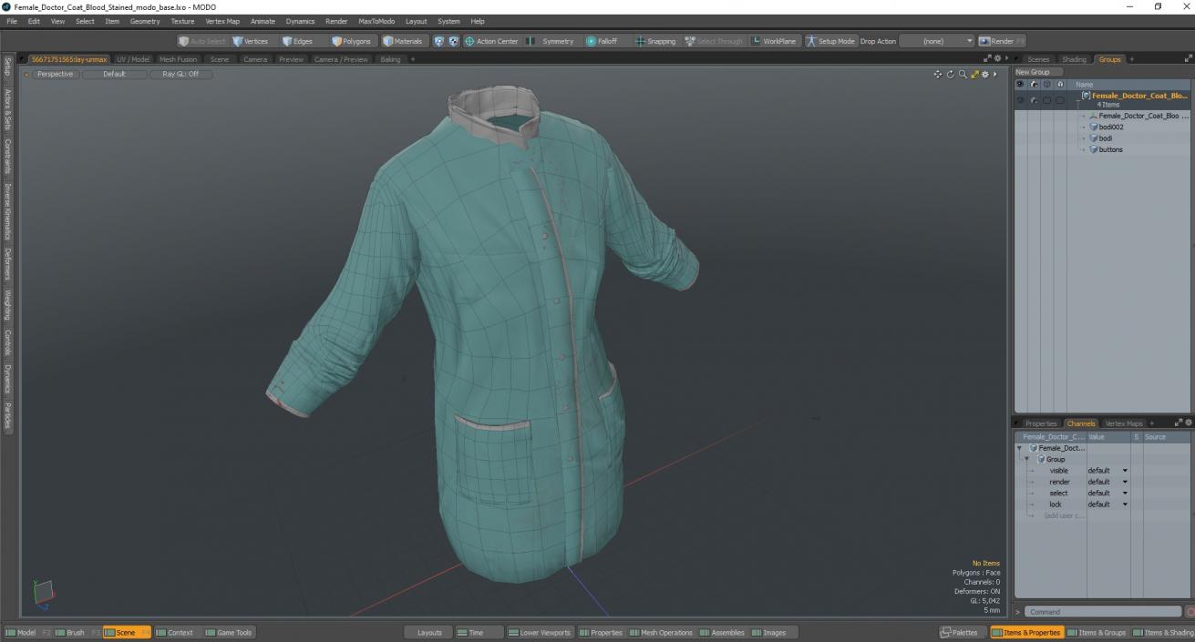 Female Doctor Coat Blood Stained 3D