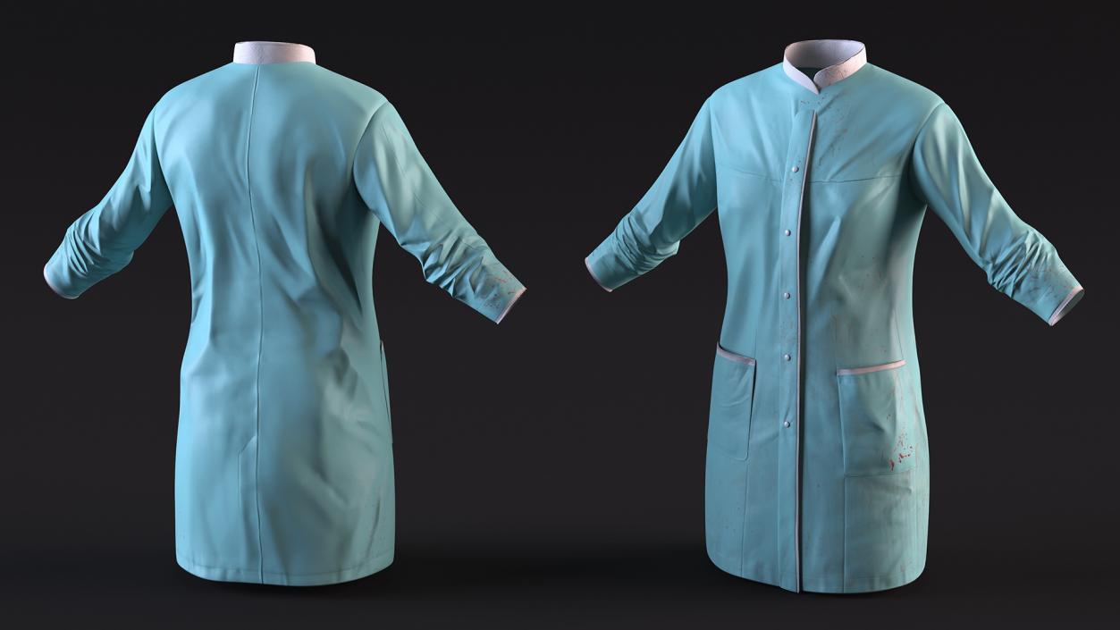 Female Doctor Coat Blood Stained 3D