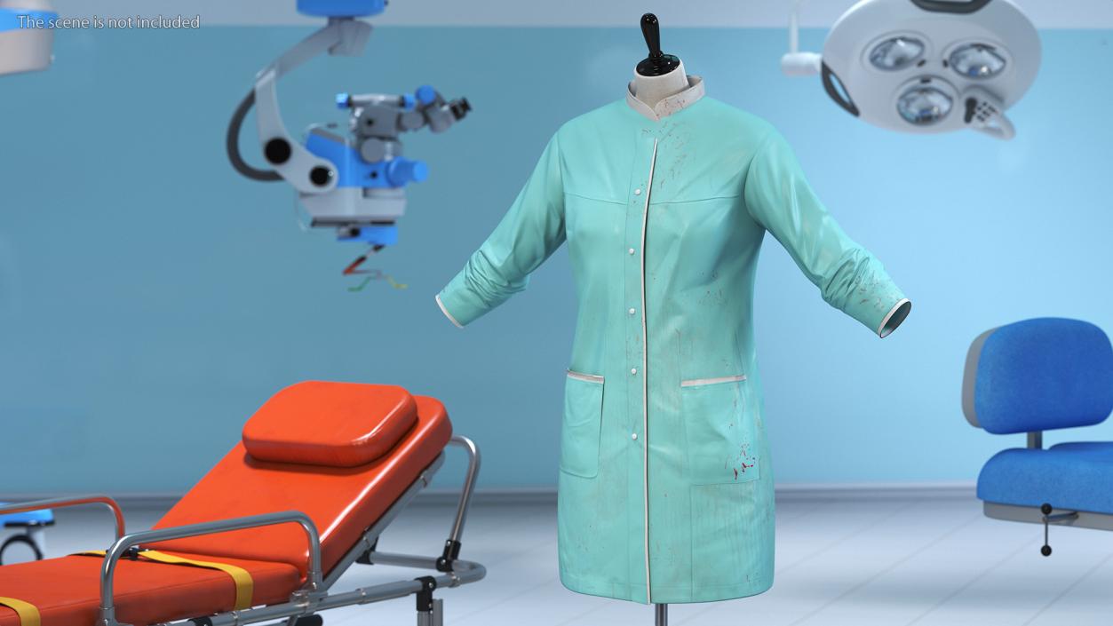 Female Doctor Coat Blood Stained 3D