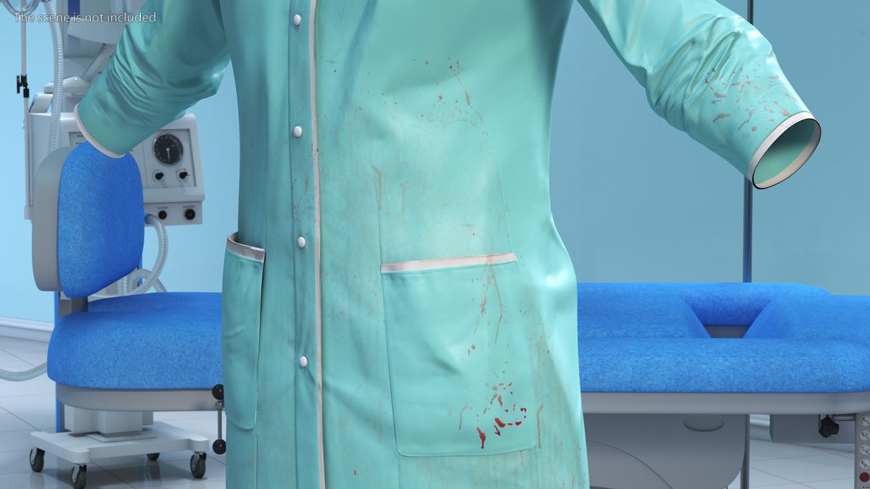 Female Doctor Coat Blood Stained 3D