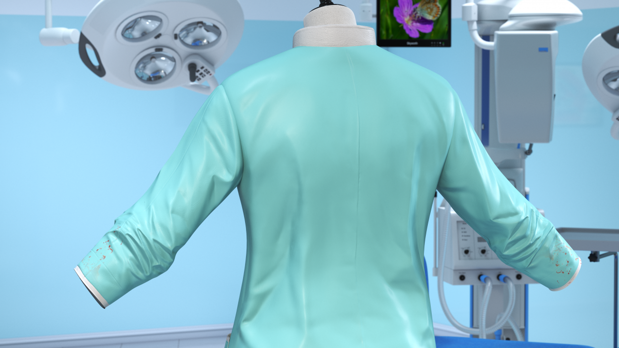 Female Doctor Coat Blood Stained 3D