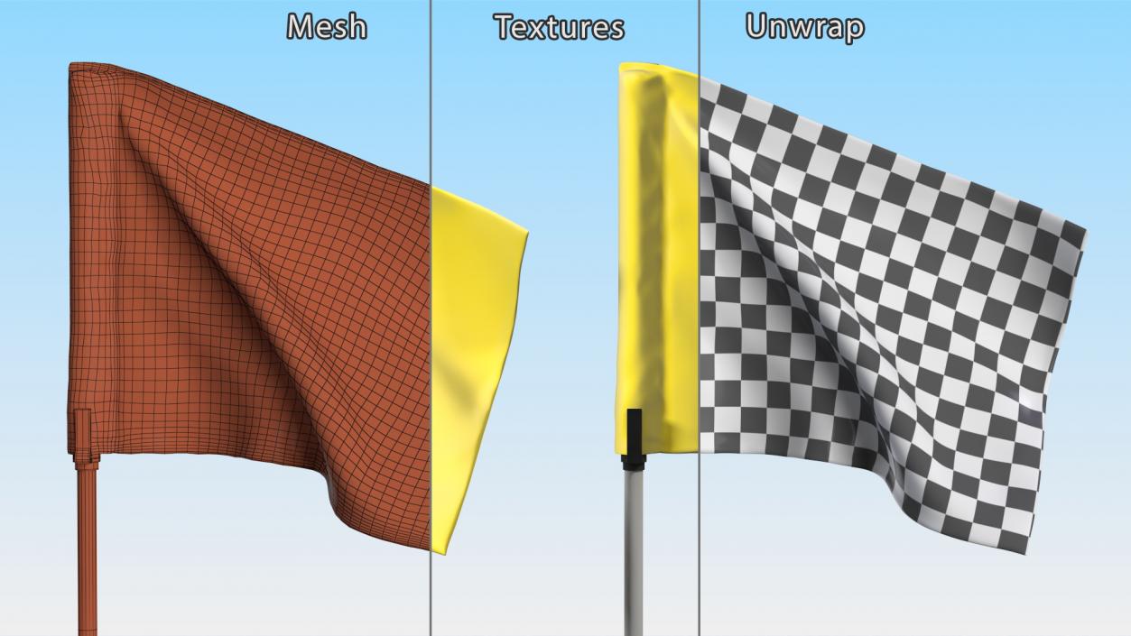 3D Standard Yellow Nylon Golf Flag