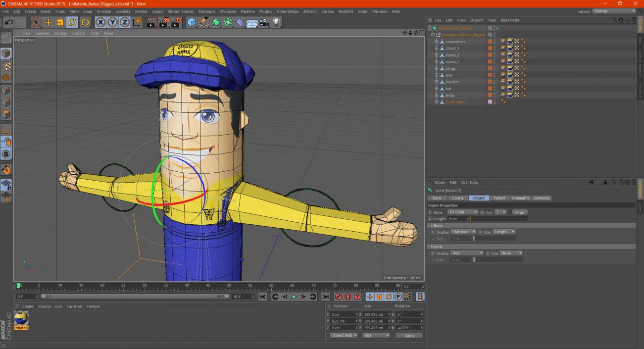 3D Inflatable Barker Rigged for Cinema 4D model