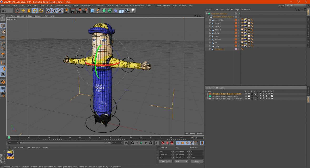 3D Inflatable Barker Rigged for Cinema 4D model