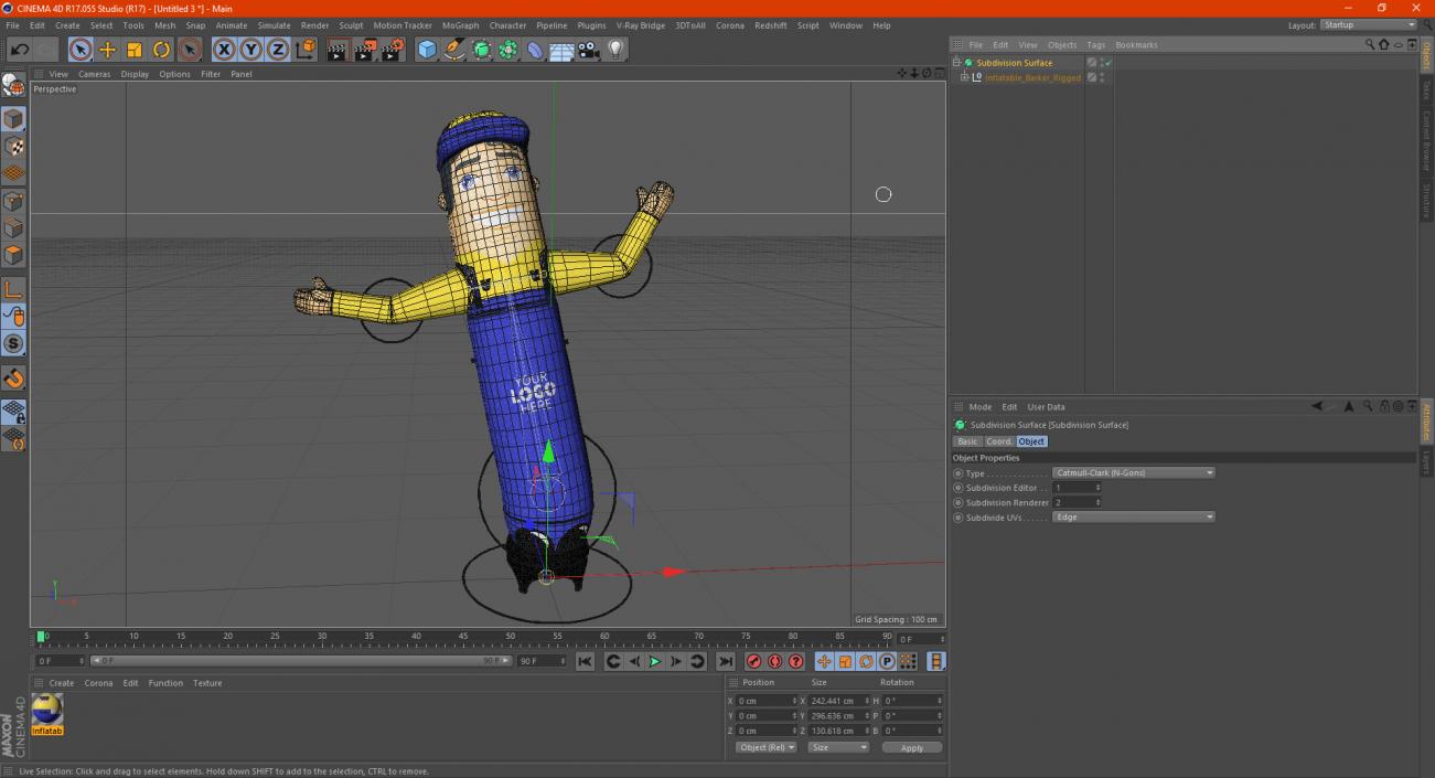 3D Inflatable Barker Rigged for Cinema 4D model