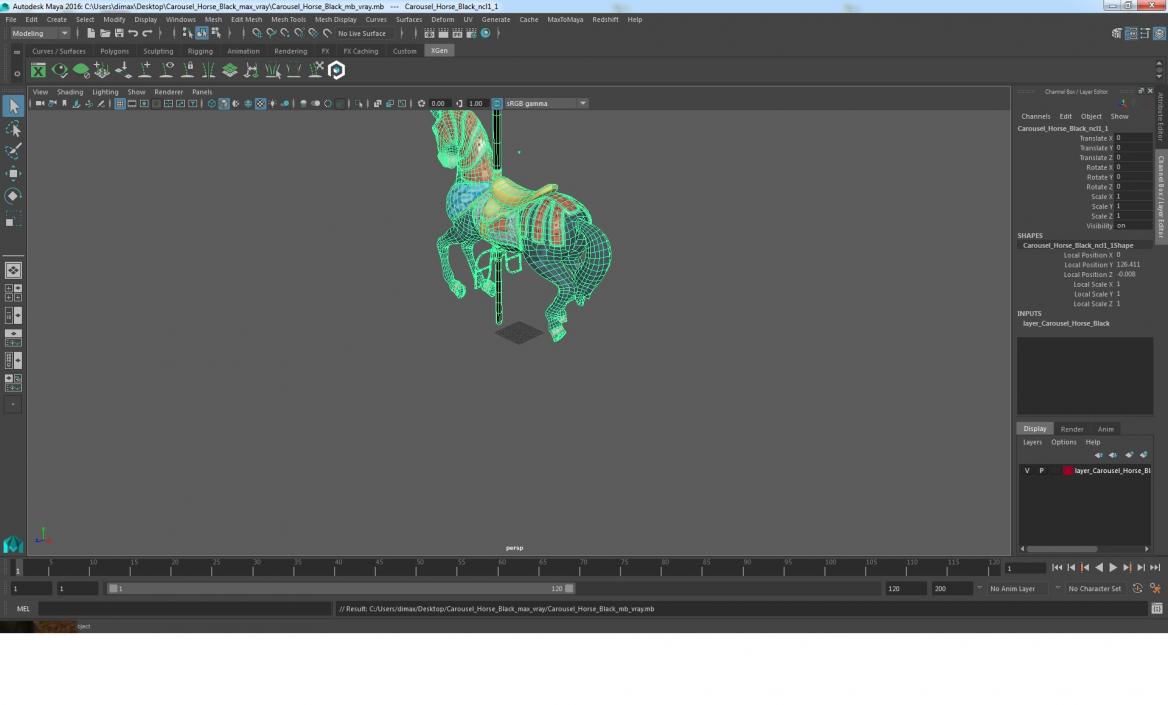 3D model Carousel Horse Black