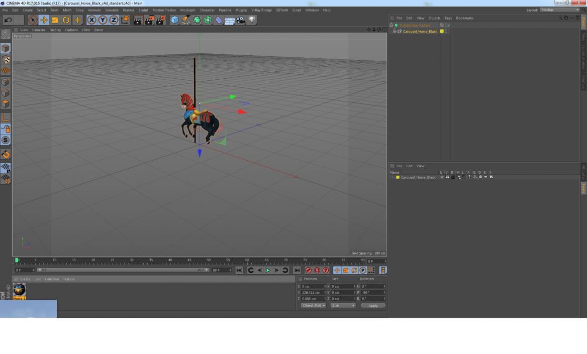 3D model Carousel Horse Black