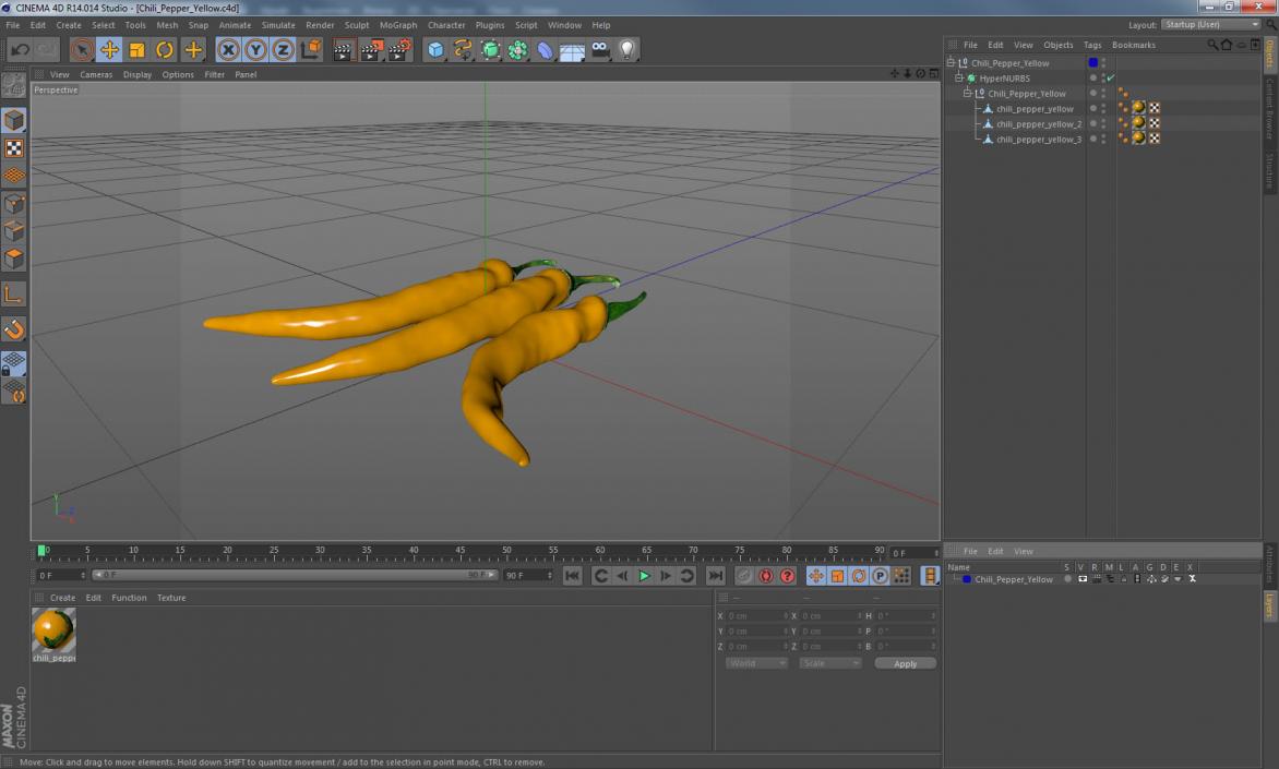 Chili Peppers Set Yellow 3D model