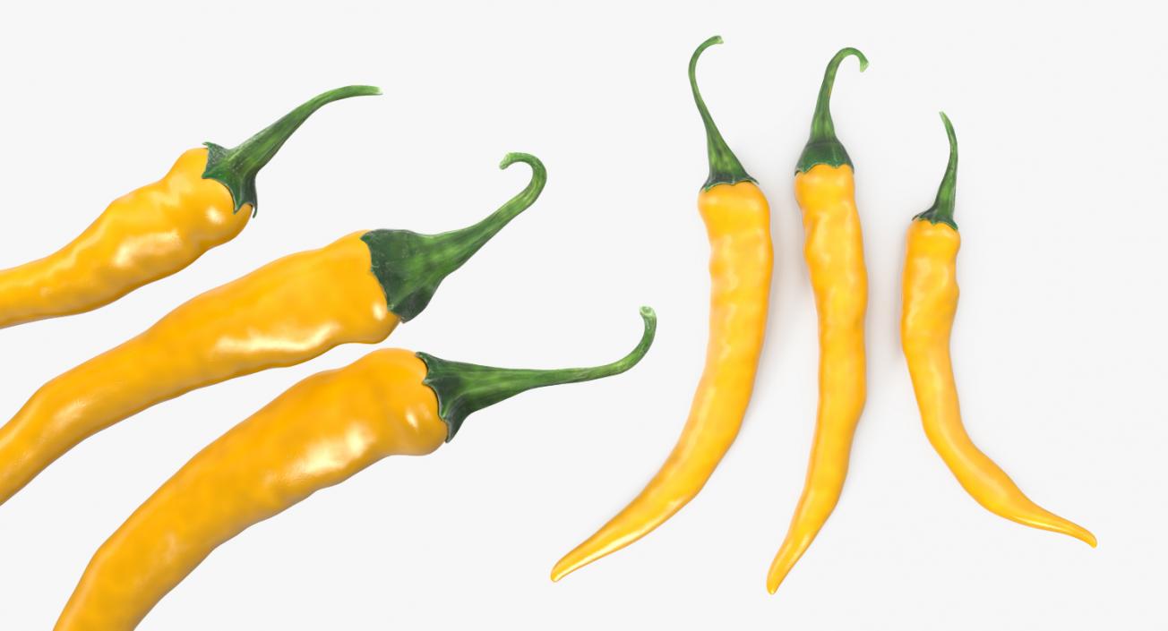 Chili Peppers Set Yellow 3D model