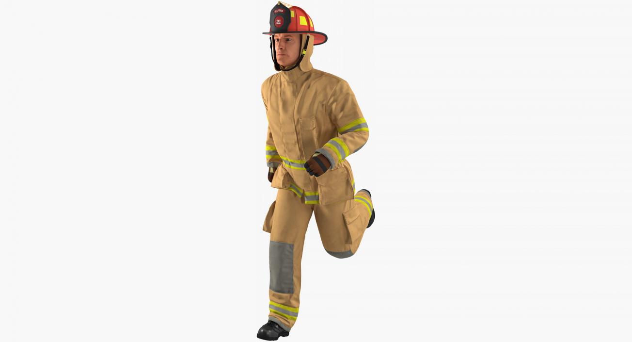 3D US Firefighter with Fully Protective Suit Rigged model