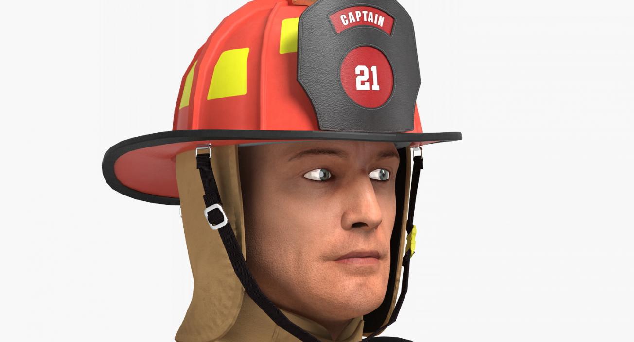 3D US Firefighter with Fully Protective Suit Rigged model