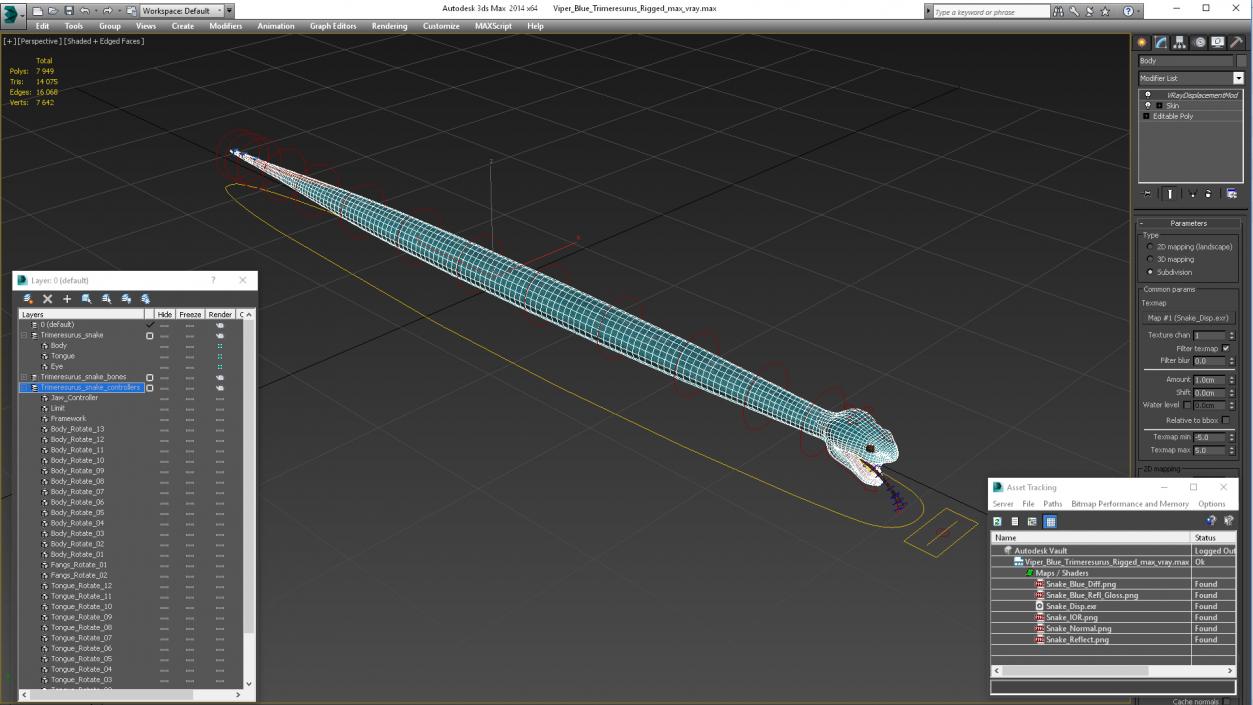 3D model Viper Blue Trimeresurus Rigged