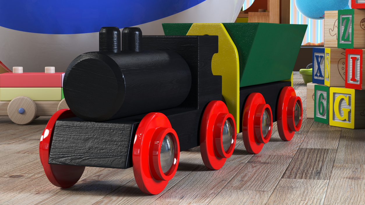 3D Wooden Toy Train 2 model