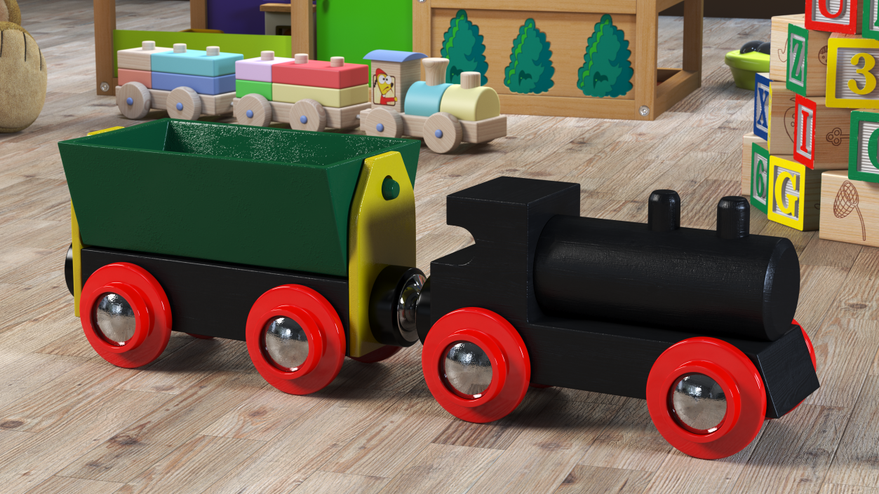 3D Wooden Toy Train 2 model