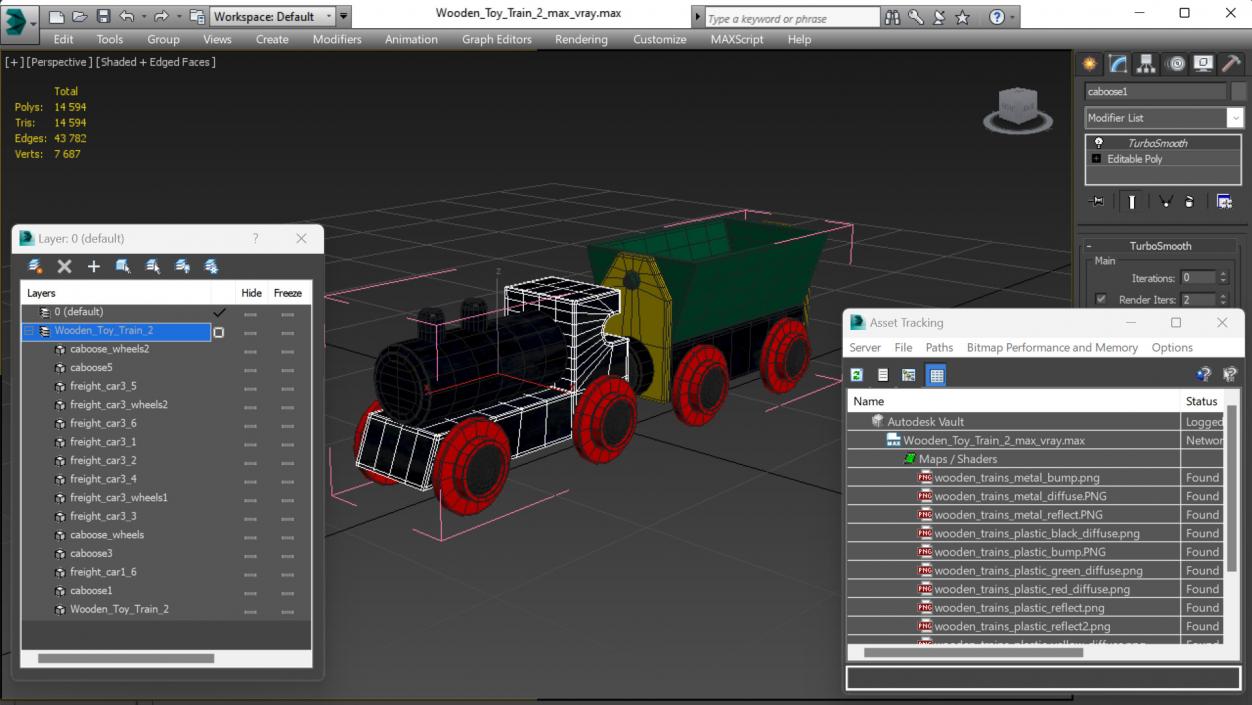 3D Wooden Toy Train 2 model