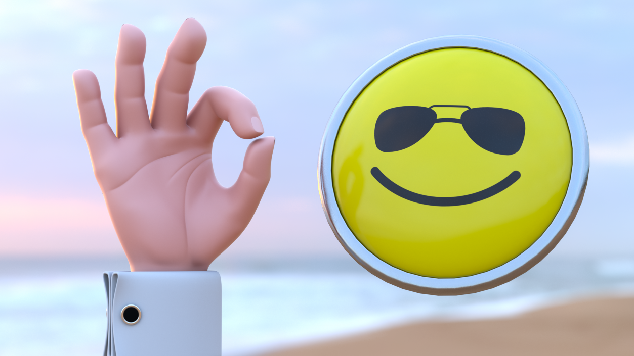 Cartoon Man Okay Hand Gesture 3D model