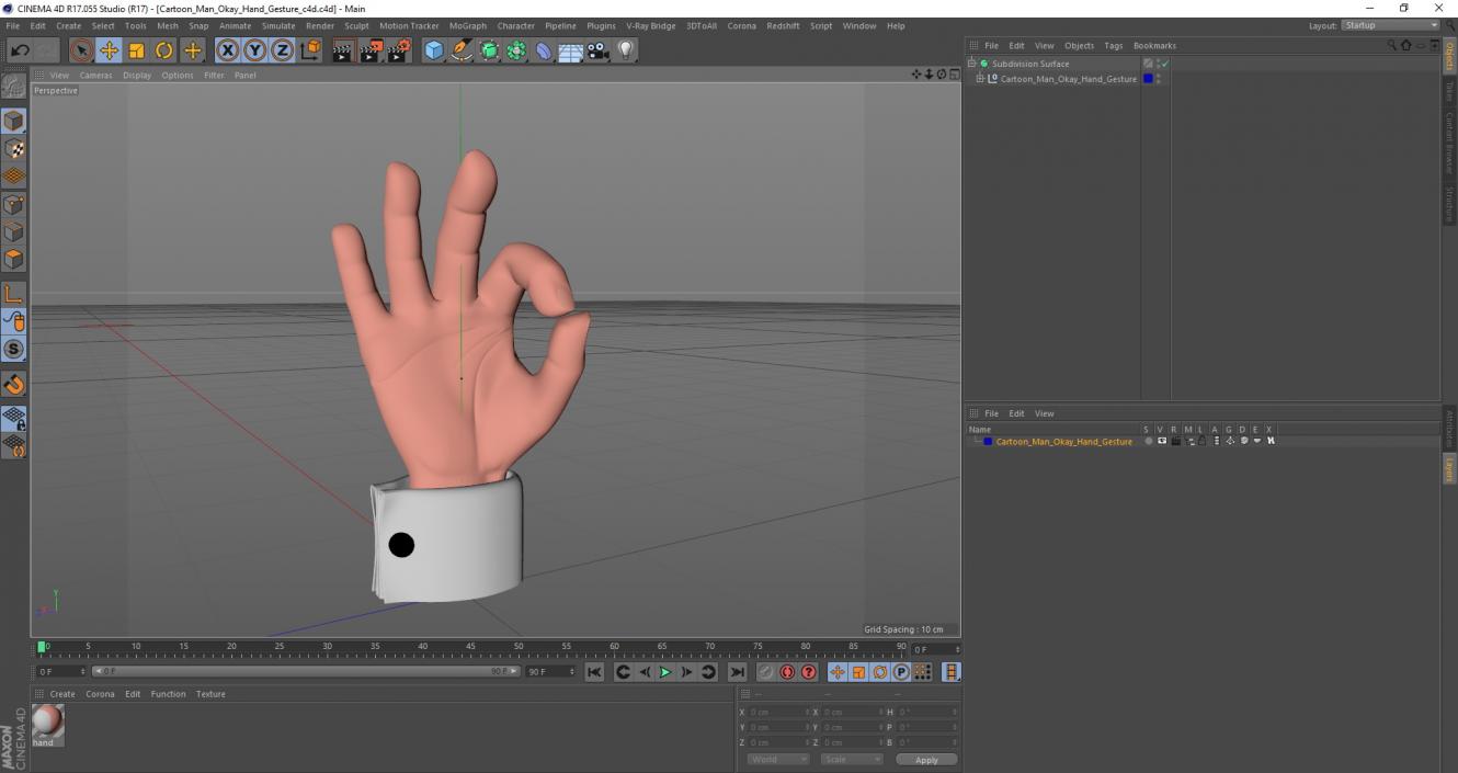 Cartoon Man Okay Hand Gesture 3D model