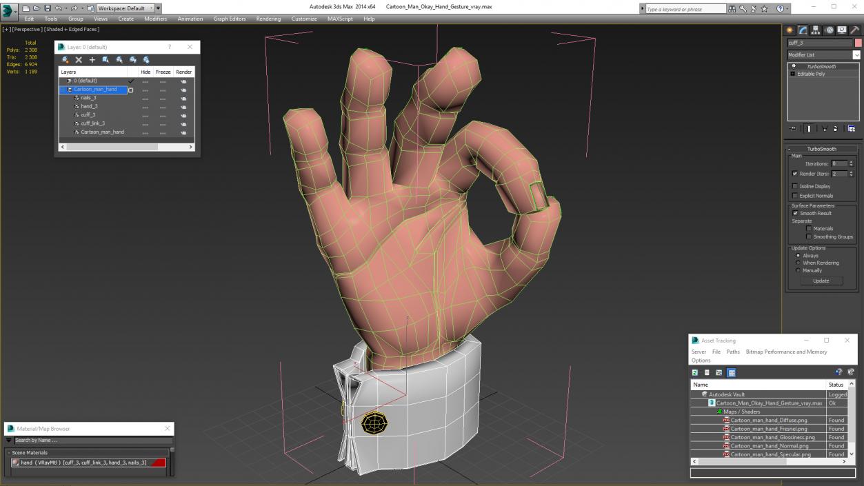 Cartoon Man Okay Hand Gesture 3D model