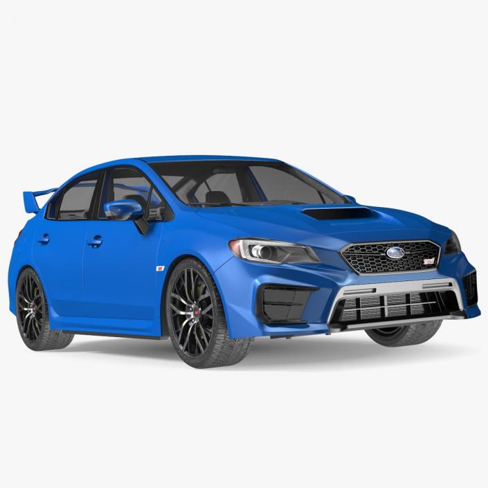 3D Subaru WRX 2021 Sedan Blue Rigged model