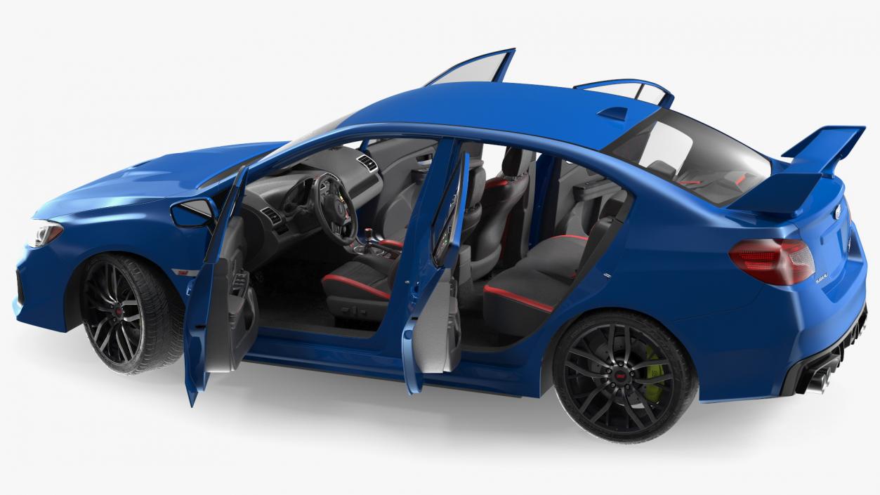 3D Subaru WRX 2021 Sedan Blue Rigged model