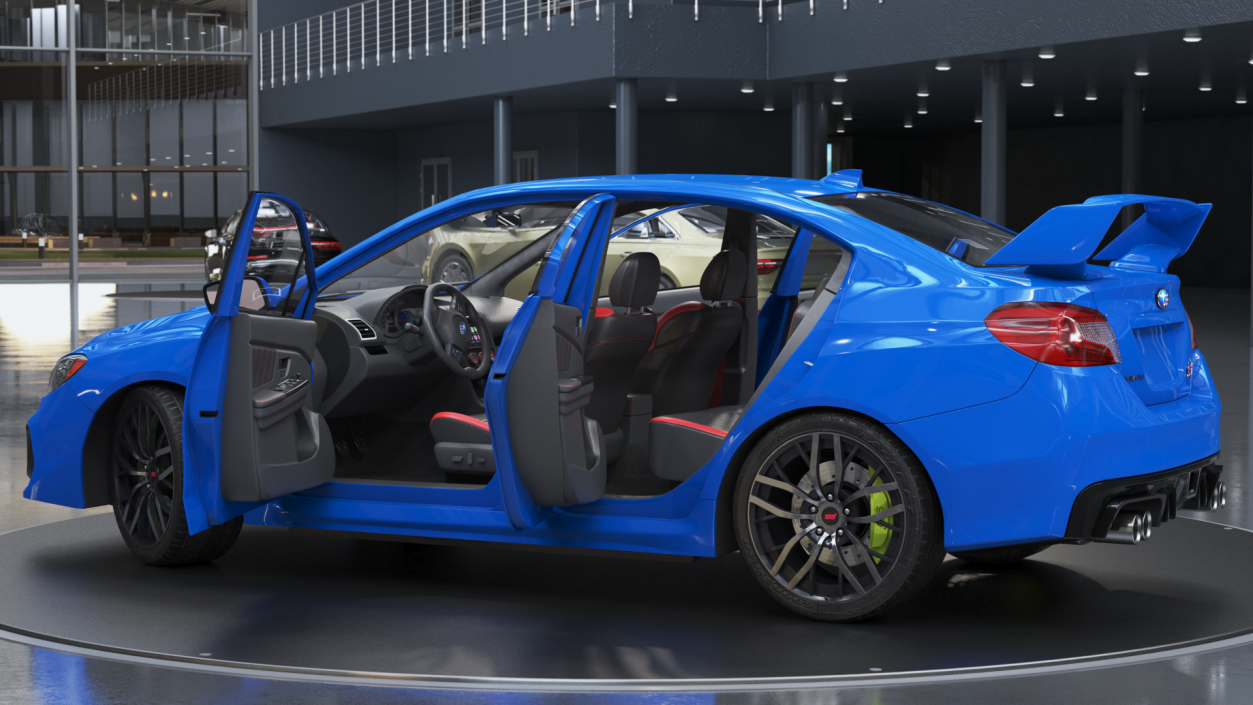 3D Subaru WRX 2021 Sedan Blue Rigged model