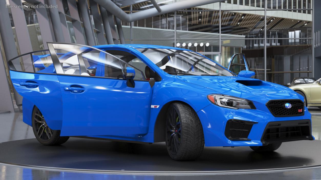 3D Subaru WRX 2021 Sedan Blue Rigged model