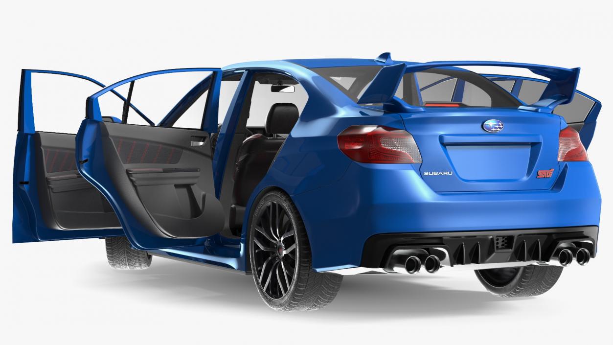 3D Subaru WRX 2021 Sedan Blue Rigged model