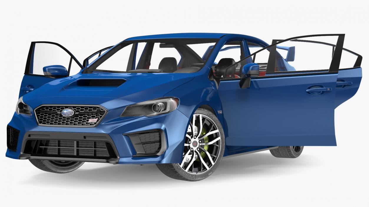 3D Subaru WRX 2021 Sedan Blue Rigged model