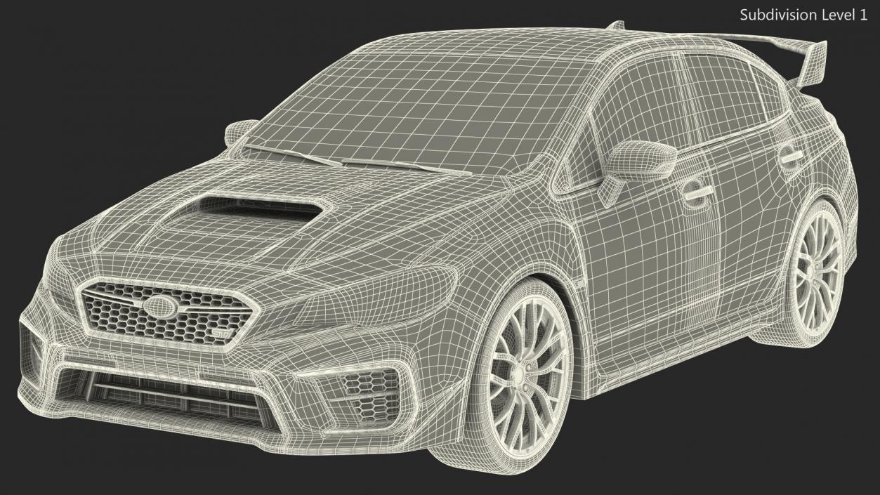 3D Subaru WRX 2021 Sedan Blue Rigged model