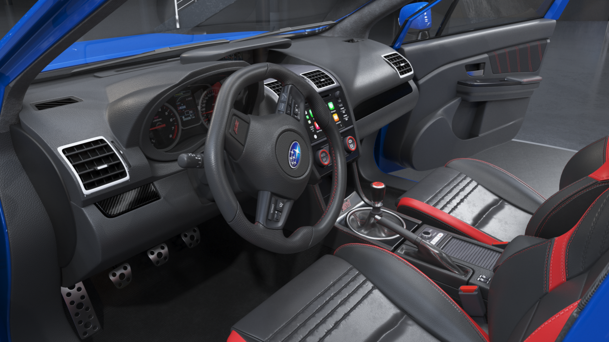 3D Subaru WRX 2021 Sedan Blue Rigged model