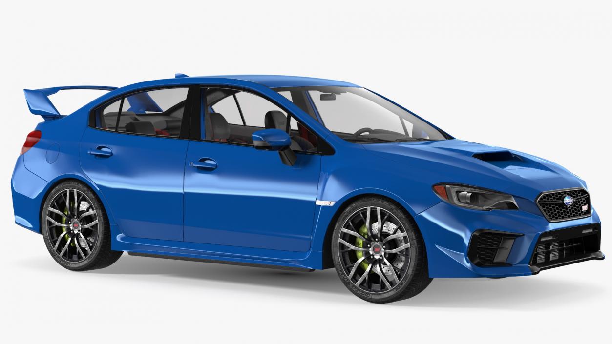 3D Subaru WRX 2021 Sedan Blue Rigged model