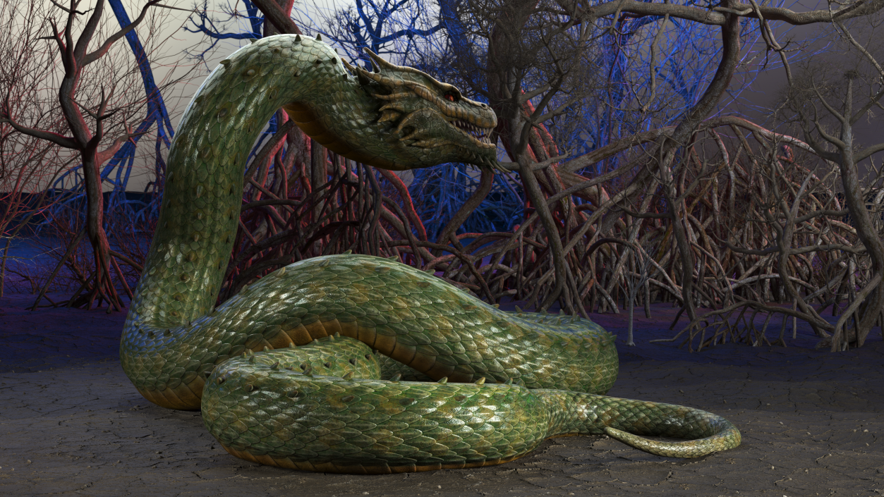 Mythical Serpentine Dragon Rigged for Maya 2 3D model