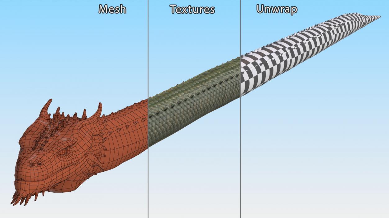 Mythical Serpentine Dragon Rigged for Maya 2 3D model