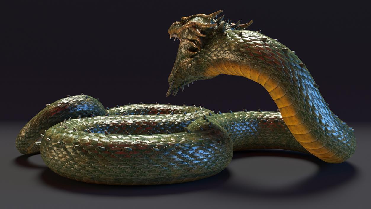 Mythical Serpentine Dragon Rigged for Maya 2 3D model