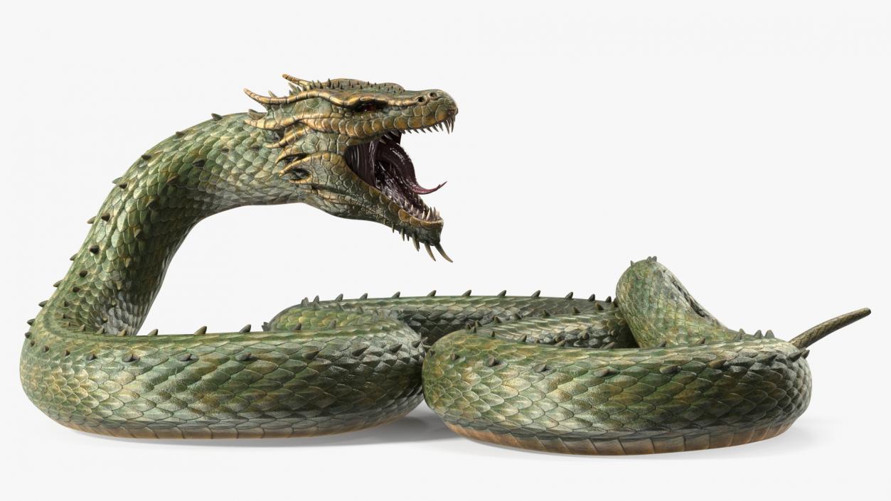 Mythical Serpentine Dragon Rigged for Maya 2 3D model