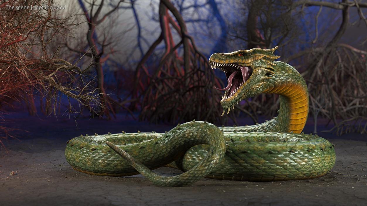 Mythical Serpentine Dragon Rigged for Maya 2 3D model