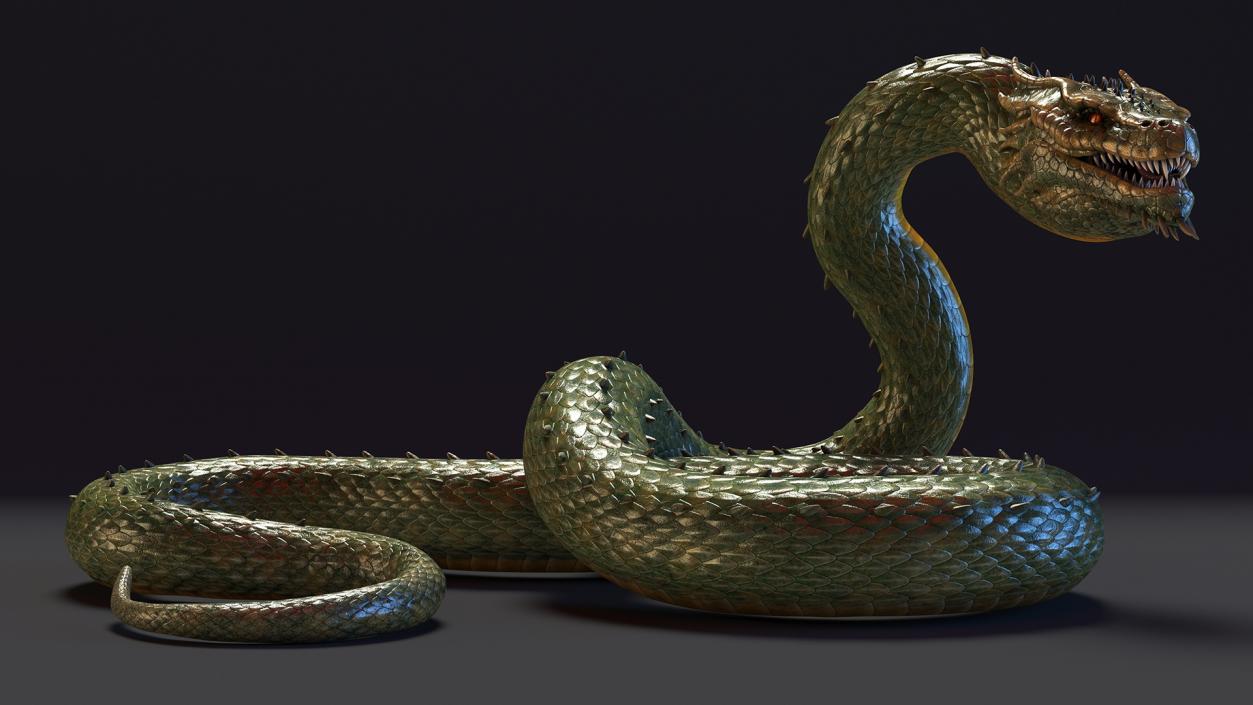 Mythical Serpentine Dragon Rigged for Maya 2 3D model