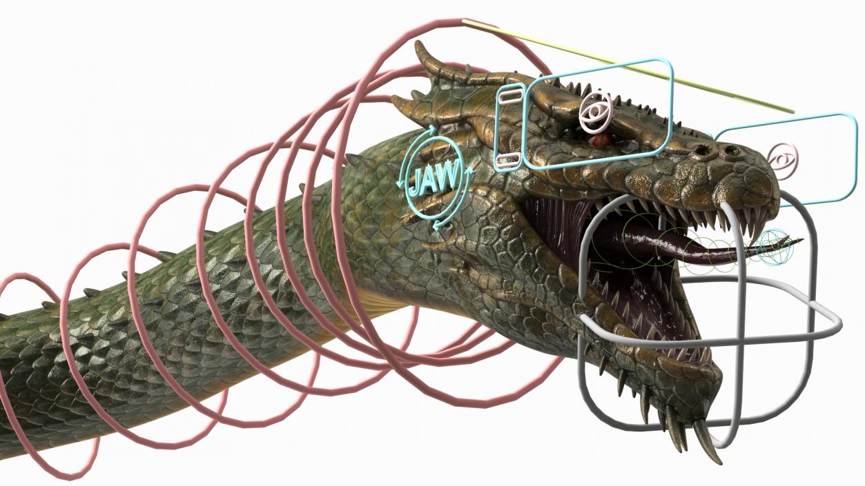 Mythical Serpentine Dragon Rigged for Maya 2 3D model