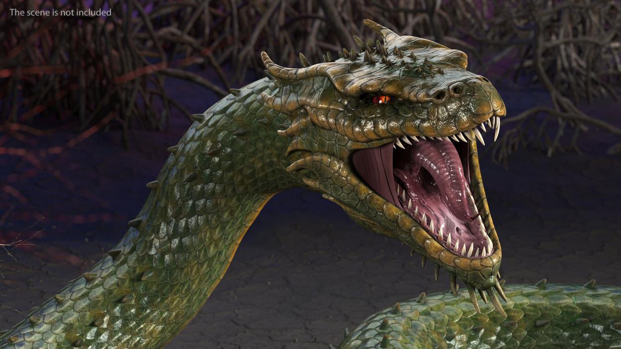 Mythical Serpentine Dragon Rigged for Maya 2 3D model