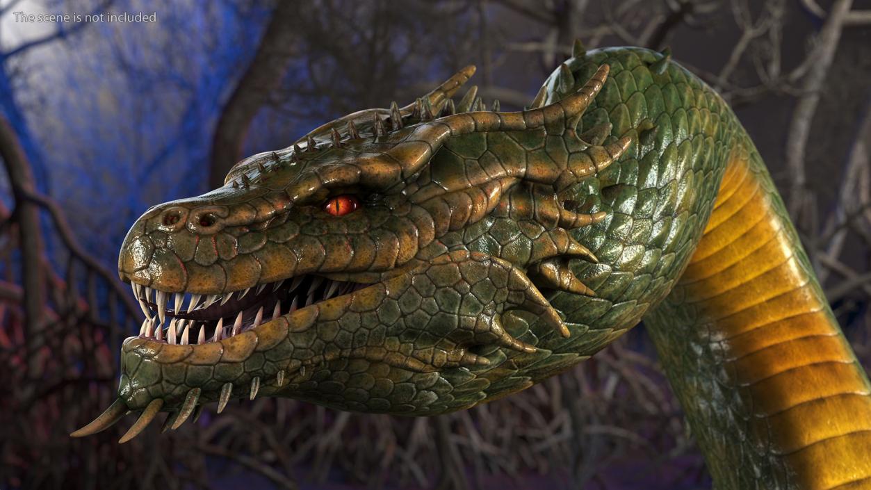 Mythical Serpentine Dragon Rigged for Maya 2 3D model