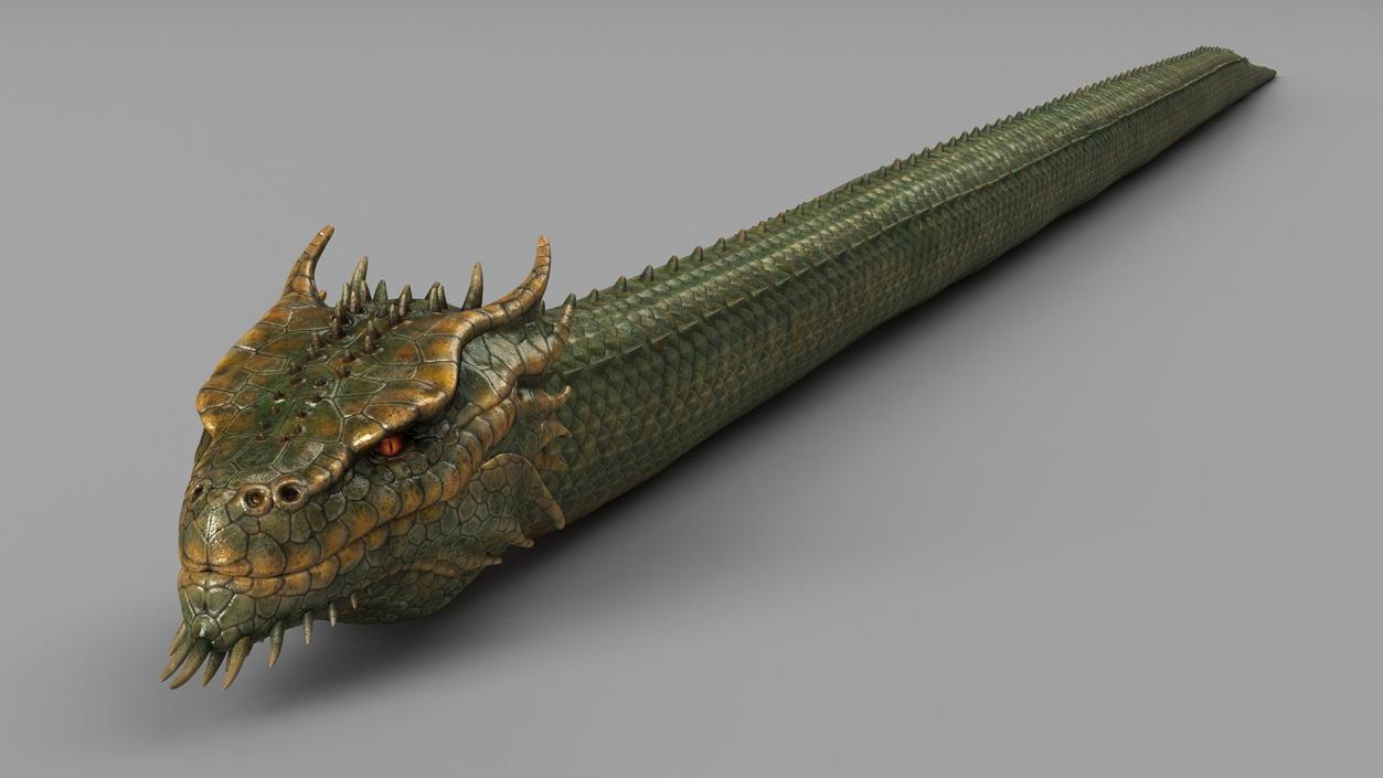 Mythical Serpentine Dragon Rigged for Maya 2 3D model