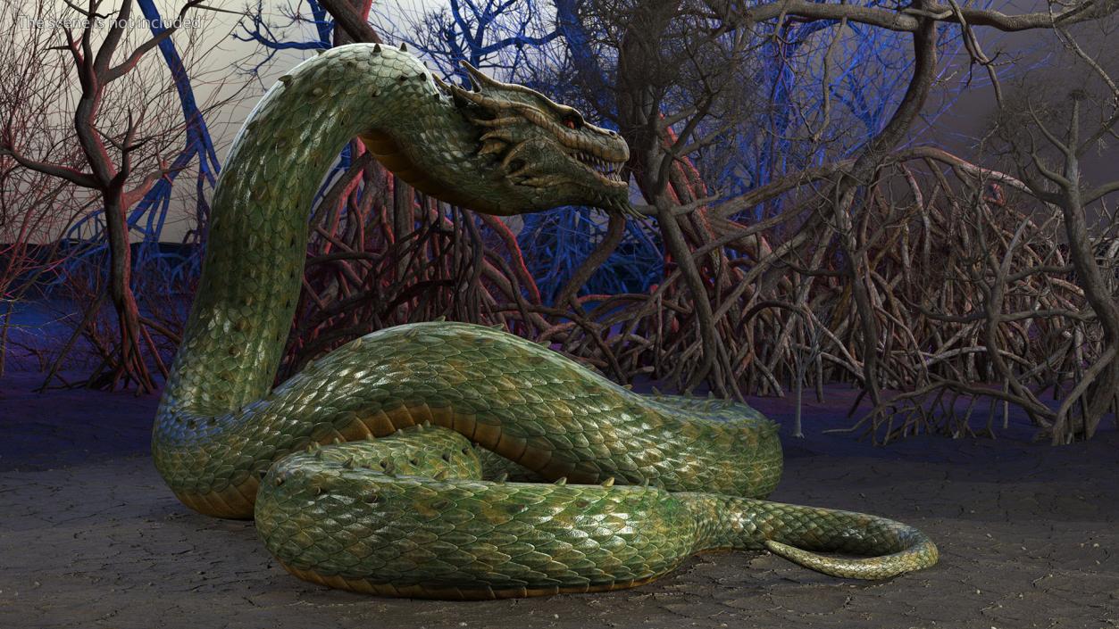 Mythical Serpentine Dragon Rigged for Maya 2 3D model