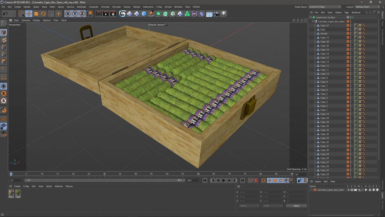 3D model Leira Cannabis Cigars Box Open
