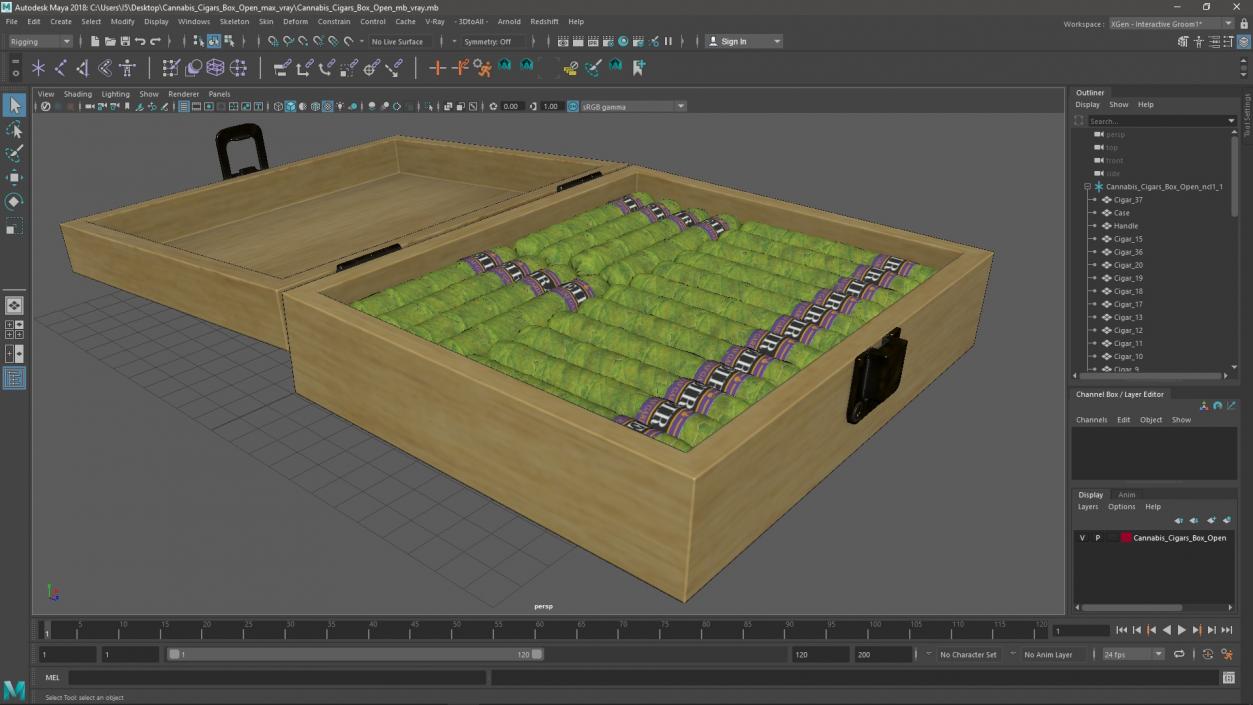3D model Leira Cannabis Cigars Box Open