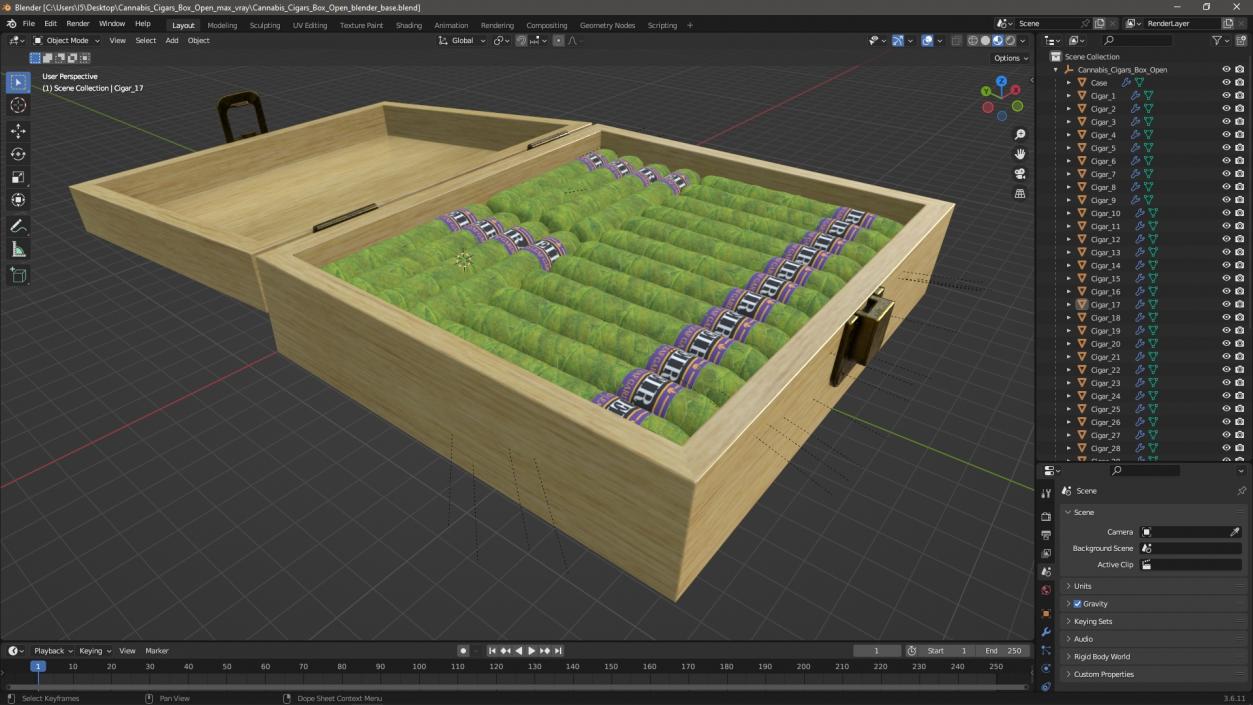 3D model Leira Cannabis Cigars Box Open