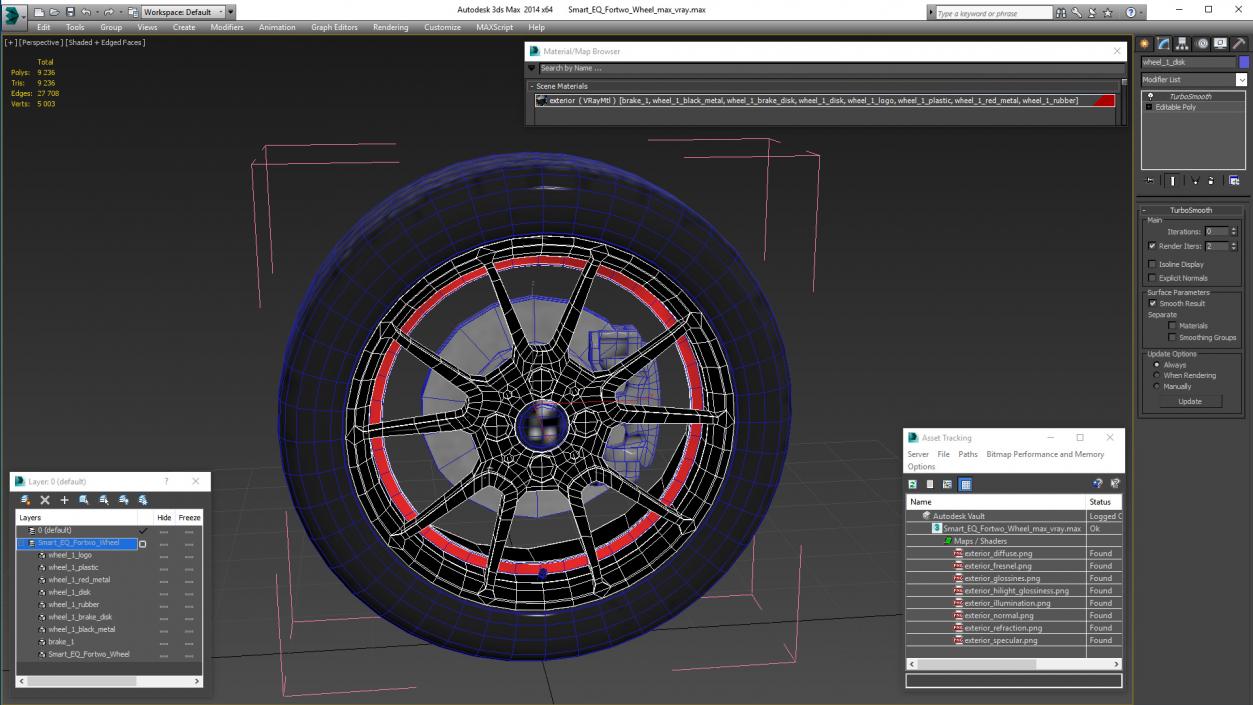 3D Smart EQ Fortwo Wheel